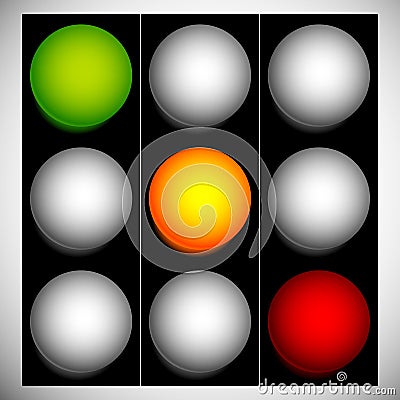 Traffic lights, traffic lamps, semaphore in sequence isolated on Vector Illustration