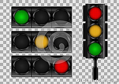 Traffic lights on transparent vector background. Vector Illustration