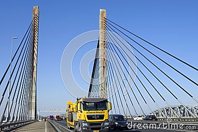 Traffic on Martinus Nijhoff Bridge on A2 motorway Editorial Stock Photo