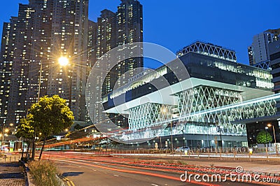 Midtown of Hong Kong city at night Stock Photo