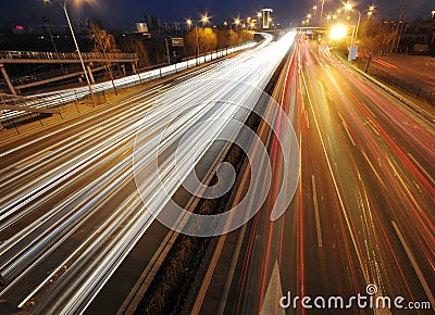 Traffic Night of City Stock Photo