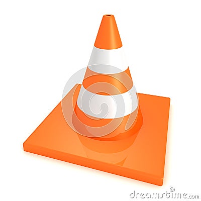 Traffic orange road under construction cone on white background Stock Photo