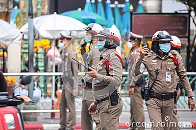 Traffic Police facilitate traffic between `Car Mob` Protest. Editorial Stock Photo