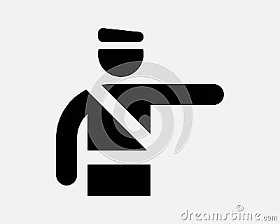 Traffic Police Icon Policeman Security Officer Warden Cop Direct Directing Point Gesture Vector Graphic Illustration Sign Symbol Vector Illustration