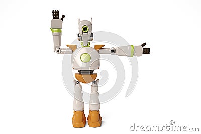 A traffic police robot. 3D illustration. Cartoon Illustration