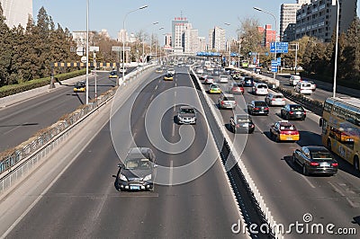 Traffic on 3rd Ring Road in Beijing. China Editorial Stock Photo