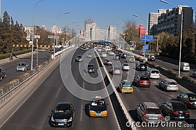 Traffic on 3rd Ring Road in Beijing. China Editorial Stock Photo