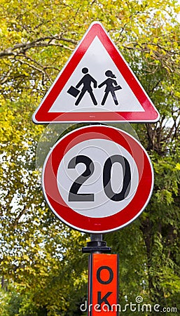 Traffic road signs Stock Photo