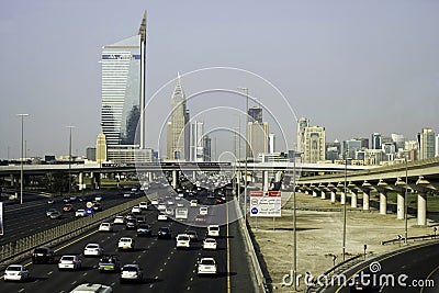 Traffic on roadway in Dubai, UAE Editorial Stock Photo