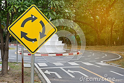 Traffic Roundabout Sign Stock Photo