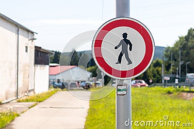 Traffic sign B30 - No pedestrians, on the hiking trail Stock Photo
