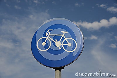 Traffic sign bicycle path Stock Photo