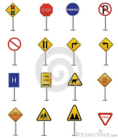 Traffic sign collection Cartoon Illustration