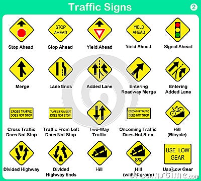 Traffic sign collection, warning road signs Vector Illustration