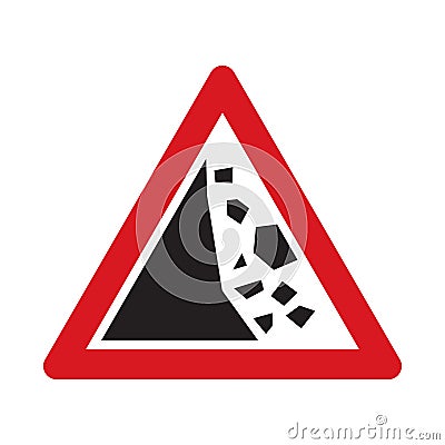 Traffic sign falling rocks or debris Vector Illustration