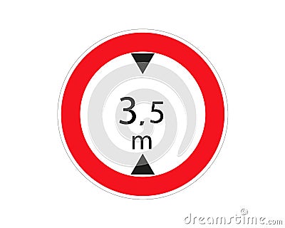 Traffic sign. Heigh limit 3.5 metre. Vector illustration. Red circle. Limits the heigh of vehicle Vector Illustration