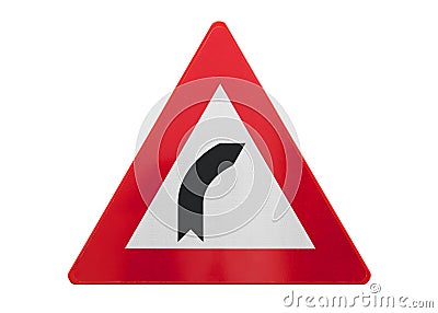 Traffic sign isolated - Curve right Stock Photo