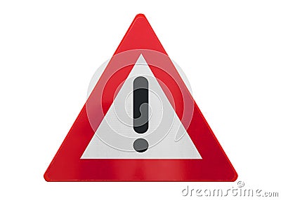 Traffic sign isolated - Exclamation mark Stock Photo