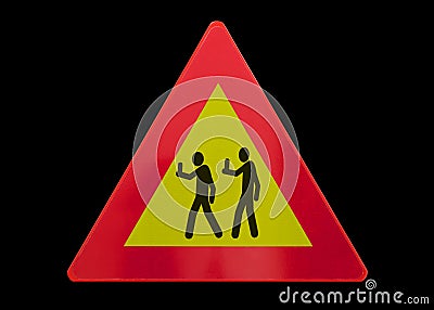 Traffic sign isolated - Smartphone zombies Stock Photo
