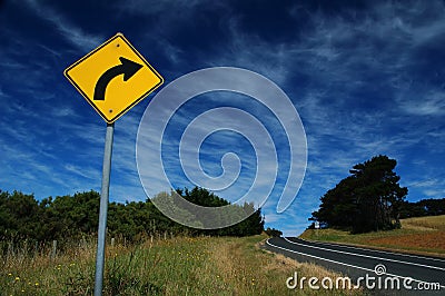 Traffic sign on a road Stock Photo