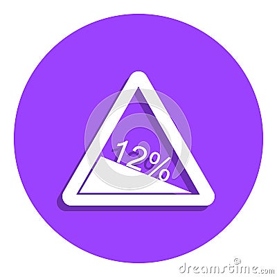 Traffic Sign Steep incline 12% badge icon. Simple glyph, flat vector of web icons for ui and ux, website or mobile application Stock Photo