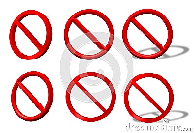 Traffic sign type prohibition collection Stock Photo