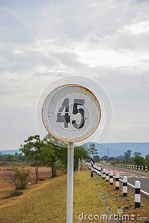 Traffic sign on the way Thailand Editorial Stock Photo