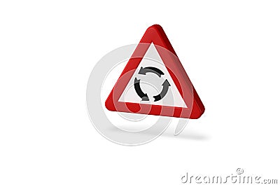 traffic signal made with 3d render. Roundabout warning. Highway code Stock Photo