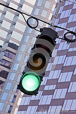 Traffic signal showing green light Stock Photo