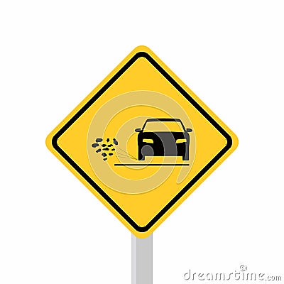 Traffic signs beware of gravel Vector Illustration