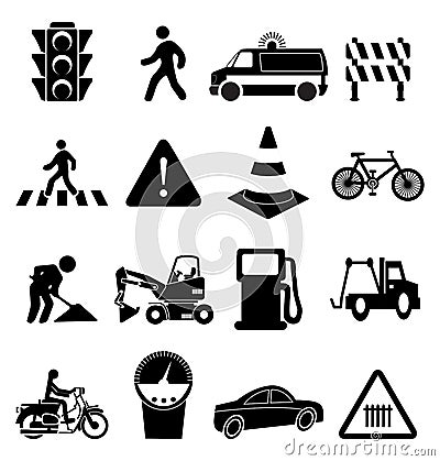 Traffic Signs Icons Set Vector Illustration