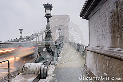 Traffic at Szechenyi bridge in Budapest Editorial Stock Photo