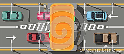 Traffic Toll Gate Top View. Highway Toll. Vector Illustration