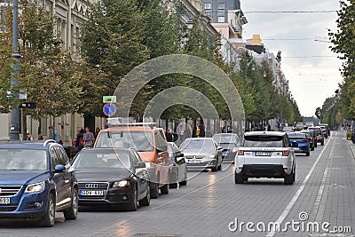 Traffic in Vilnius Old Town Editorial Stock Photo