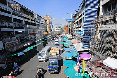 Traffic on Wichayanon Road. Near Kad Luang Editorial Stock Photo