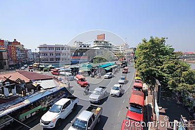 Traffic on Wichayanon Road. Near Kad Luang Editorial Stock Photo