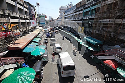 Traffic on Wichayanon Road. Near Kad Luang Editorial Stock Photo