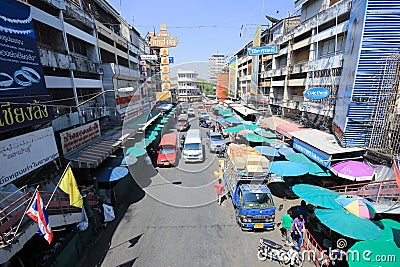 Traffic on Wichayanon Road. Near Kad Luang Editorial Stock Photo