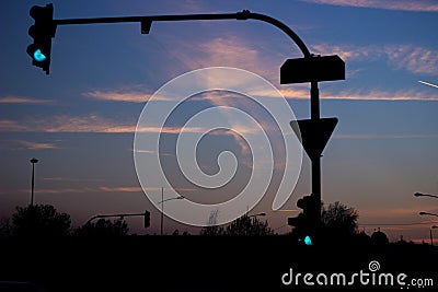 Trafficlights outdoors in early morning Stock Photo