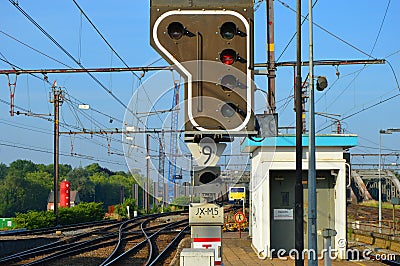 Trafic light railway Stock Photo