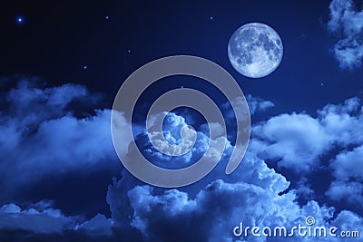 Tragic night sky with a full moon Stock Photo