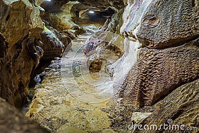 Trail Along River of Senbutsu Cave River of Senbutsu Cave Stock Photo