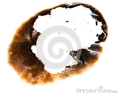 Trail of burnt paper on white background Stock Photo