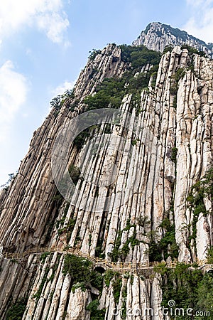 Trail and cliffs in Songshan Mountain, Dengfeng, China. Songshan is the tallest of the 5 sacred mountains of China Stock Photo
