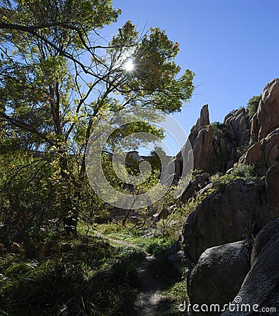 Trail in the Granite Dells Stock Photo