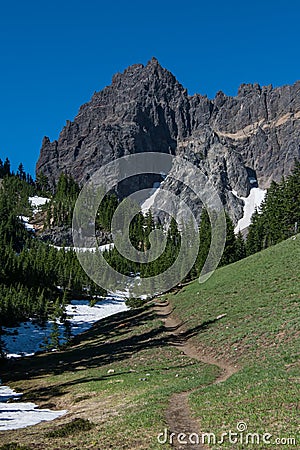 Trail Leads to Three Fingered Jack Stock Photo