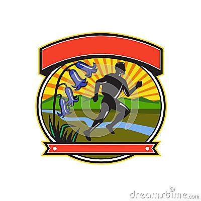 Trail Runner Bluebells Oval Icon Vector Illustration