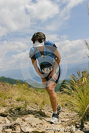 Trail runner at a mountain marathon Editorial Stock Photo