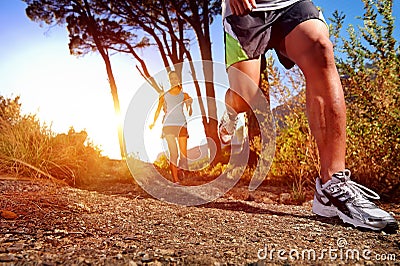 Healthy trail running Stock Photo