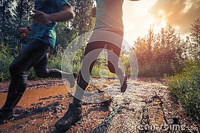 Trail running Stock Photo